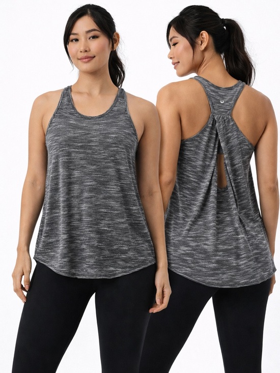 lululemon athletica Tops - LULULEMON Gray Space Dye Racerback Open Back Yoga Tank Top Athletic Size Small